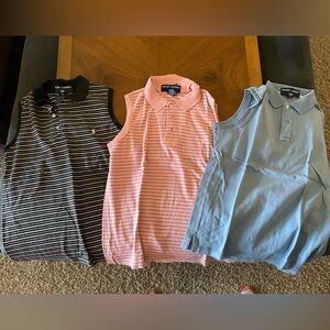 3 Ralph Lauren, women’s sleeveless collared shirts. Great for golfing. All for